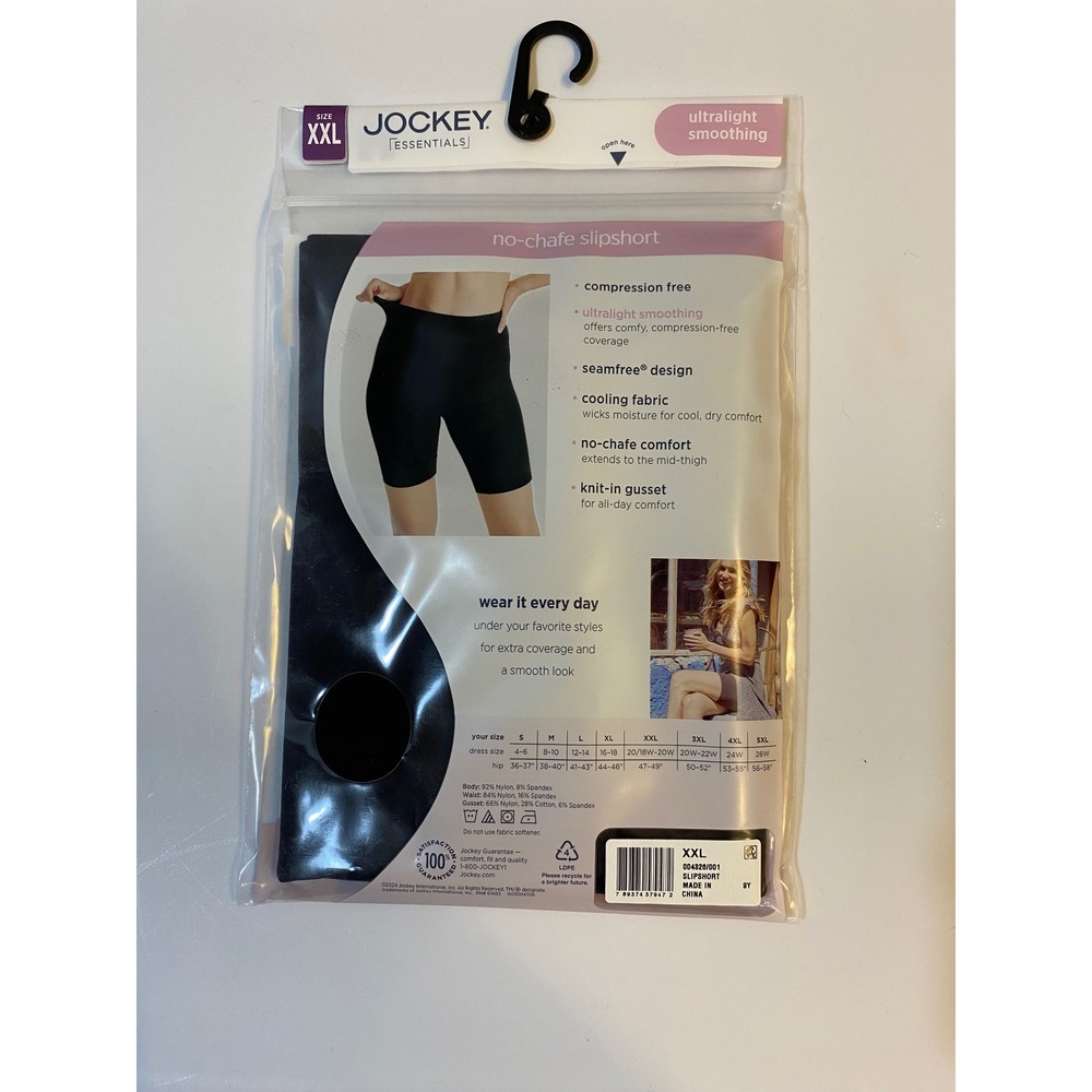 Jockey Essentials Ultralight Smoothing No-Chafe Slipshort Black XXL 004326/001 - Picture 2 of 5